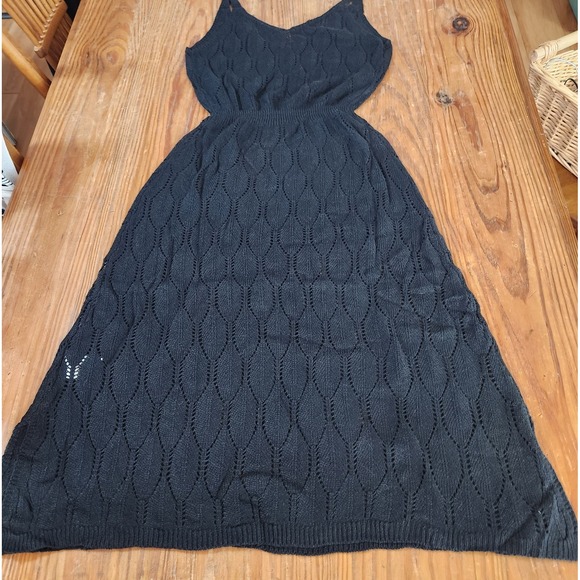 Women's Crochet Black V-Neck Sleeveless Dress Elastic Waist Open Knit‎ XL Beach - Picture 6 of 11